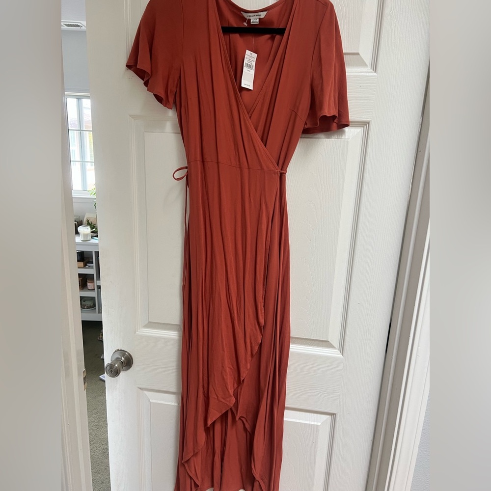 Coral/Orange American Eagle Wrap Dress